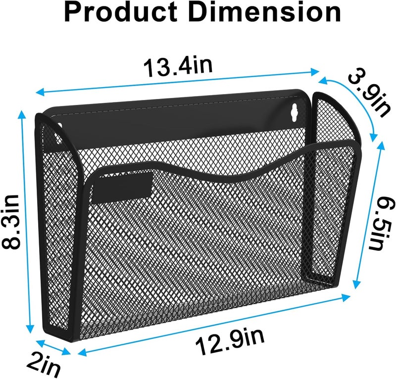 BOHDK Wall File Organizer, Mesh Hanging File Organizer, Home Office Organization and Storage, 6 Single Pockets Document Magazine Rack - Image 4